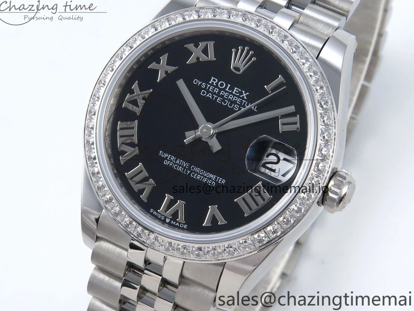 0510 DateJust 31 278384RBR ARF 1:1 Best Edition 904L Steel Black Roman Dial Diamonds Bezel on SS Jubilee Bracelet ETA SmoothTexture 449